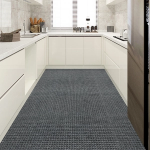 Kitchen Floor Mat Non-Slip Oil-Resistant Polypropylene PVC Runner Rug Waffle Pattern Washable Cuttable Home Entrance Foot Pad