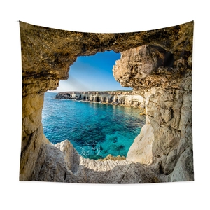 Bohemian coastal cave view tapestry for wall hanging and home room decoration