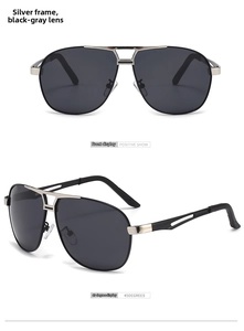 Front and 45-degree views of pilot polarized sunglasses with silver metal frames