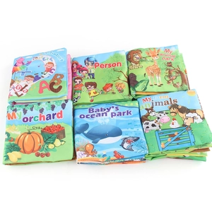 Set of 6 educational baby cloth books with colorful animal and alphabet themes