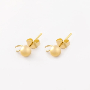 Minimalist gold plated titanium steel ball earrings with small hanging rings for DIY crafts