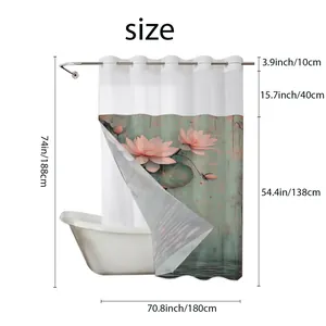 Detailed size chart for waterproof floral shower curtain showing 180x188cm dimensions