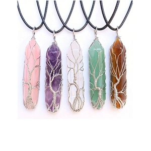 Tree Of Life Selenite Crystal Pendant Wire Wrapped Natural White Stone Healing Gemstone Jewelry For Women Handmade