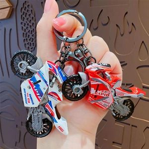 Simulation Motorcycle Model Keychain Alloy Acrylic Racing Bike Pendant For Backpack Cool Creative Accessories
