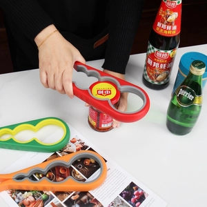 Versatile 4-in-1 non-slip PVC jar and bottle opener set in red, green and orange colors