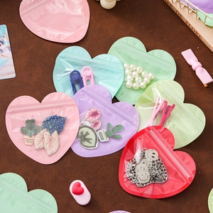Colorful macaron heart-shaped resealable bags for jewelry and small gift packaging