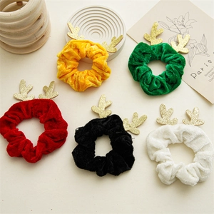 Rentier Geweih Weihnachten Scrunchies Samt Haargummis Gold Glitzer Feiertag Haarschmuck Für Frauen Mädchen