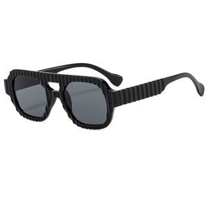 Lunettes de Soleil Aviateur à Texture Nervurée Rétro pour Femmes Hommes Double Pont UV400 Monture PC Carrée Mode de Plein Air