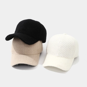 Casquette de baseball en tricot épais pour l'hiver, bonnet chaud à visière pour hommes et femmes
