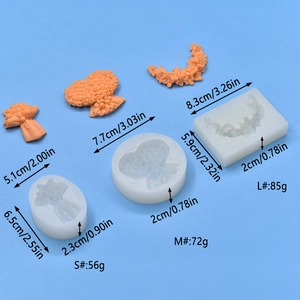 Floral bouquet silicone mold set with heart flower cluster shapes in three sizes