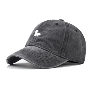 Washed Cotton Baseball Cap Vintage Distressed Squirrel Embroidery Sun Protection Outdoor Unisex Adjustable Dad Hat