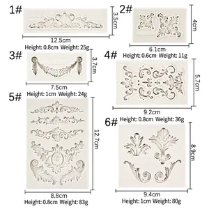 Baroque relief silicone molds for fondant and cake decoration in six assorted sizes