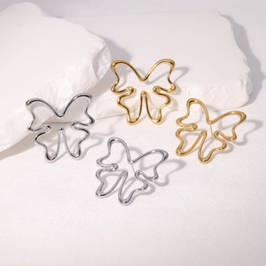 Butterfly Stud Earrings Hollow Out Stainless Steel Minimalist Sweet Jewelry Gift For Women Girls Fashion Accessories