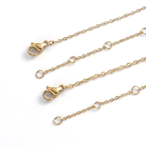 14K gold plated stainless steel chain necklace with lobster clasp and extension links