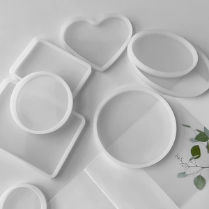 Silicone Coaster Molds For Resin Casting Heart Cloud Round Square Oval Rectangle Shapes DIY Epoxy Tray Making Home Decor