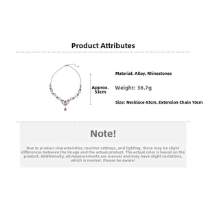 Detail view of purple floral necklace dimensions, 43cm main chain and 10cm extender