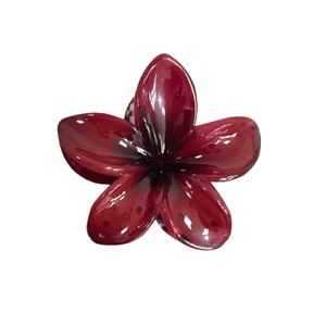 Eleganter weinroter Plumeria-Blüten-Haarclip mit glänzendem Finish für Damen