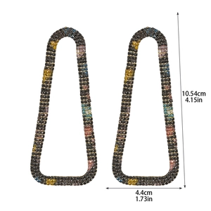 Long geometric tassel earrings with colorful rhinestones and size dimensions