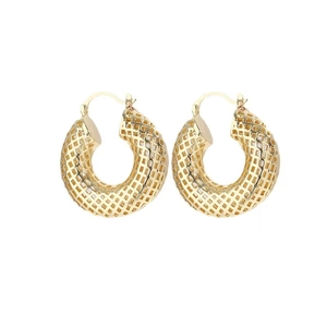Elegant gold hollow mesh hoop earrings for women with a modern minimalist metallic finish