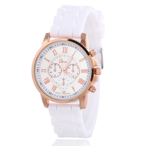 Women Quartz Watch Silicone Strap Rose Gold Alloy Case Roman Numerals Fashion Casual Analog Wristwatch