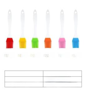 Set of six colorful small silicone oil brushes with white PP handles for BBQ and baking