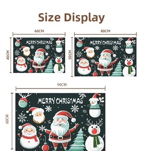 Size guide for Christmas doormats showing 40x60cm, 50x80cm, and 60x90cm dimensions