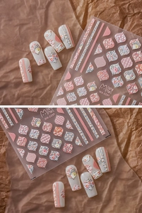 Adesivi per unghie 5D dettagliati con motivi floreali vintage e texture in rilievo 3D