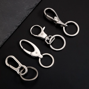 Stainless Steel Keychain Heavy Duty Spring Buckle Car Key Ring Waist Hanging Connection Hook Industrial Silver For Men Women