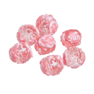 Pink and white textured beads with SUN lettering for DIY jewelry and beaded pen making