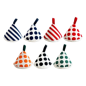 Set of 7 cotton enamel pot handle covers with striped and polka dot patterns