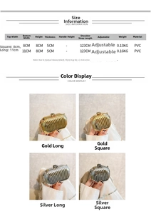 Size information and dimensions chart for acrylic mini suitcase bag and coin purse