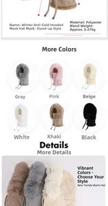 Detail showing polyester blend knitted fabric and warm lining of the winter hooded mask