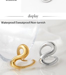 Detail showing waterproof and non-tarnish gold and silver geometric steel rings