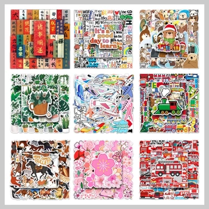 Variety pack of 50 waterproof cartoon stickers for scrapbooking and suitcases