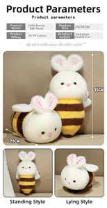 Detail showing plush faux rabbit fur texture and 3D PP cotton filling of the bee rabbit toy