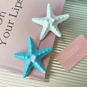 Lot de barrettes étoile de mer bleues et blanches avec texture pour vacances d'été