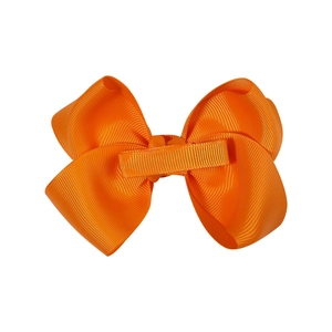4.13 inch orange grosgrain ribbon bow hair clip with textured bubble fabric for girls
