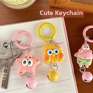 Details von SpongeBob und Patrick Star Comic-Schlüsselanhängern mit bunten Ringen