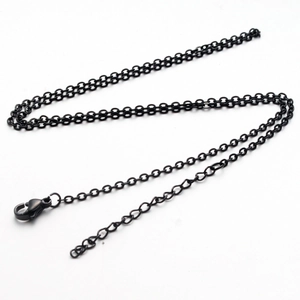 Minimalist black stainless steel cable chain necklace with secure lobster clasp closure