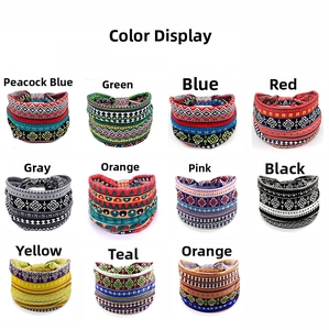 Grid display of 11 stretchy headbands with diverse ethnic and bohemian patterns