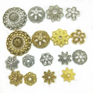 Vintage Alloy Bead Caps Flower Spacers Hollow Flower Petal Design Distressed Style For DIY Jewelry Making Bracelet Accessories