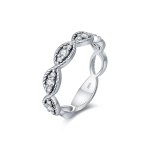 S925 sterling silver marquise cut moissanite ring with vintage twisted textured band