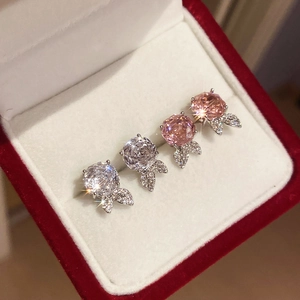 Elegante Blumen Ohrstecker Kupfer Mit Zirkonia Einlage Süßer Koreanischer Stil Für Frauen Mädchen Silberner Ohrstift