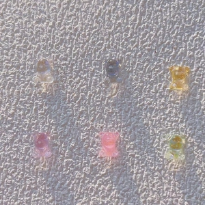 3D colorful translucent resin bear nail art charms with sparkling gold leaf effects