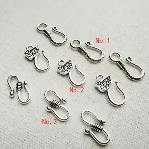 Three styles of silver alloy S-hooks and clasps for DIY necklaces and bracelet making