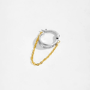 Elegant S925 sterling silver hoop earrings with a sparkling gold tassel chain pendant