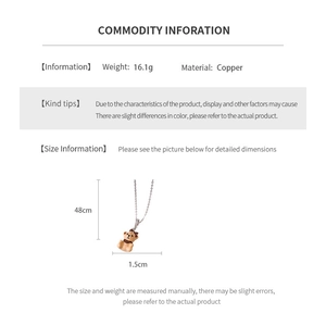 Detailed size specifications for the copper bear pendant necklace with 48cm chain length