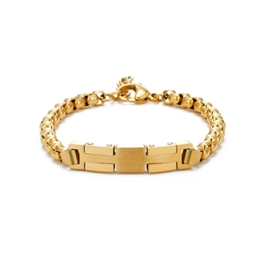Hip hop style gold-plated cuban chain bracelet for men with rectangular metal plate