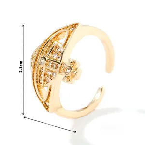 Detailed view of the Saturn orb ring dimensions 2.1cm by 1.4cm with zircon inlay