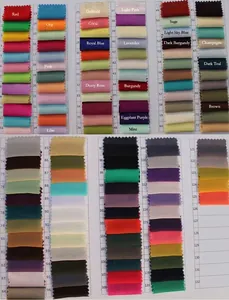 Detailed chiffon fabric color chart featuring 132 swatches for elegant wedding guest dresses